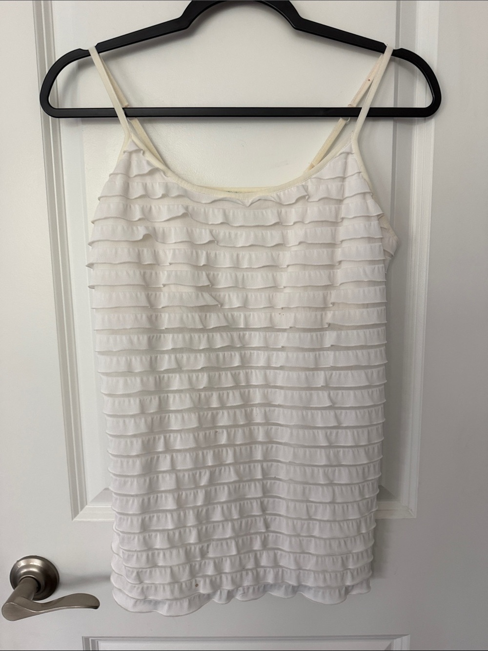 Energie White Ruffle Cami Tank Top